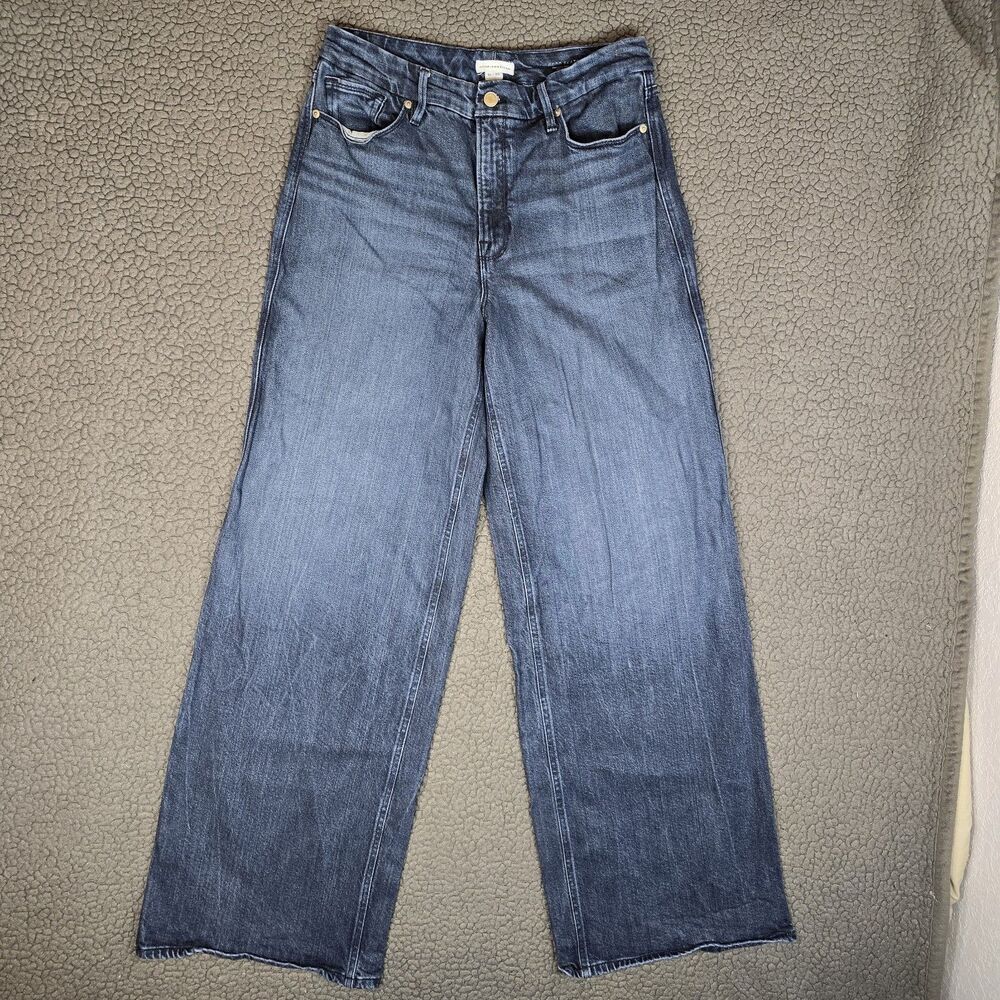 Good American Jeans Womens 10/30 Blue Good Skate High Rise Wide Leg 30x34